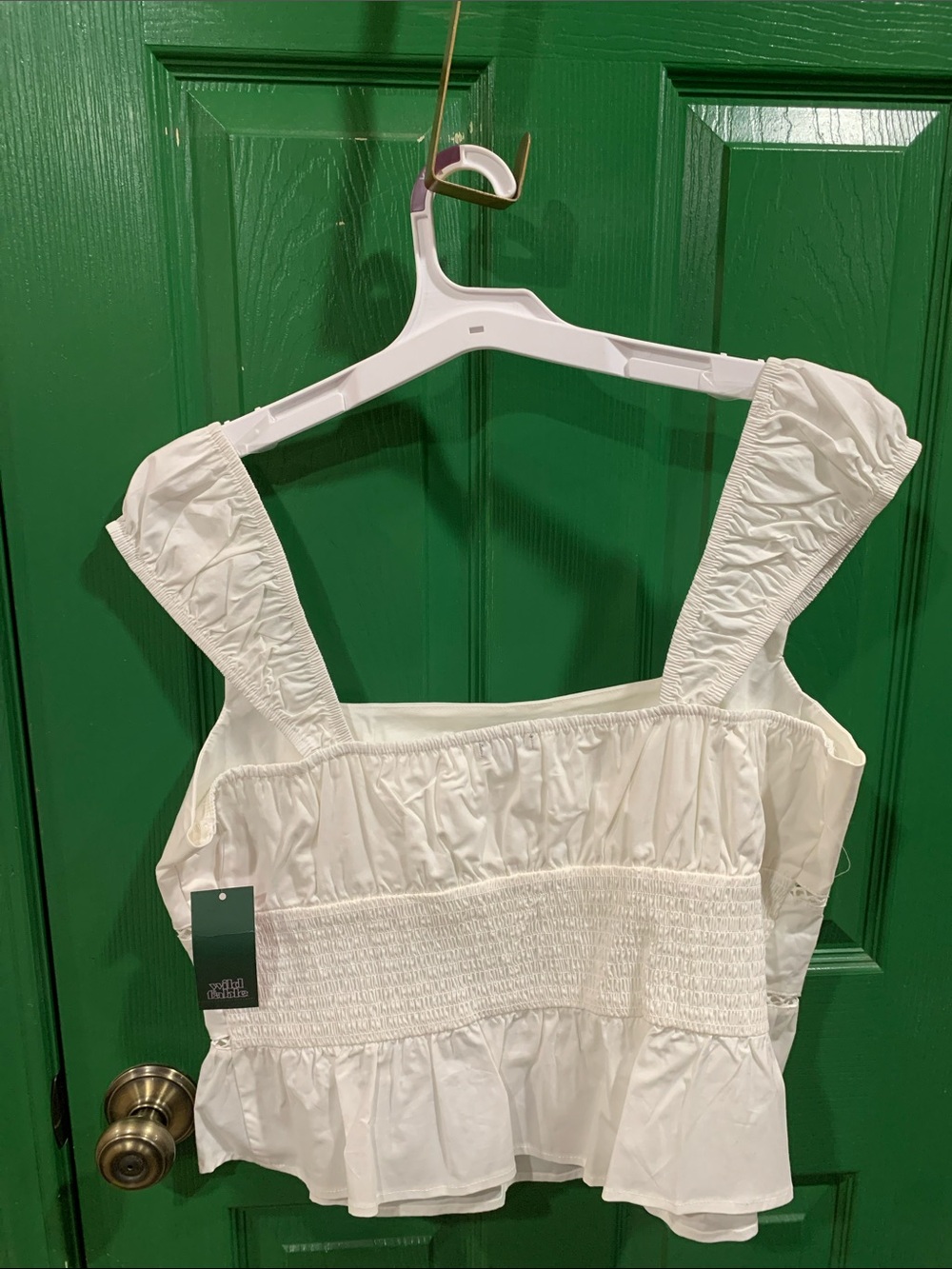 Target White Ruffle-Trim Square Neck Tank - Picture 2 of 4